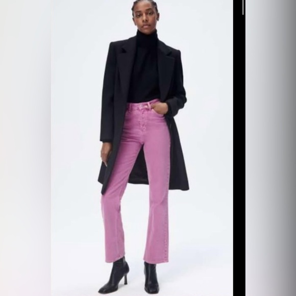 Zara Straight Leg Jeans Purple/Punk High Rise Sz 4 - Picture 6 of 6